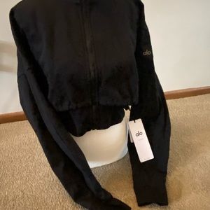 Alo cropped black zipped jacket